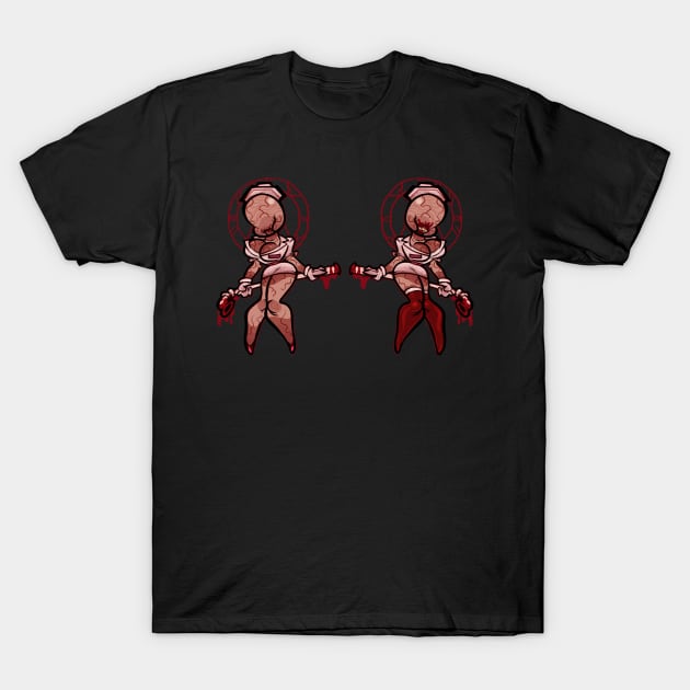 Twin Bubble Head Nurses T-Shirt by scumsuck